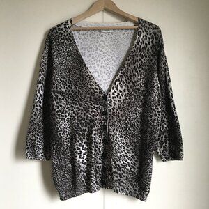 Rosette Print Soft Rayon Button Down Cardigan